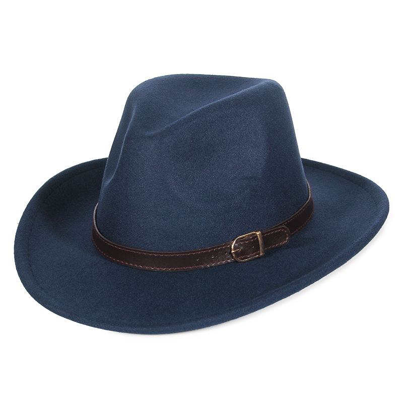mujeres hombres sombreros de fieltro sombrero de vaquero occidental señora Sombrero Hombre pieza de Metal decoración vaquera Jazz gorras de sol tamaño 57CM