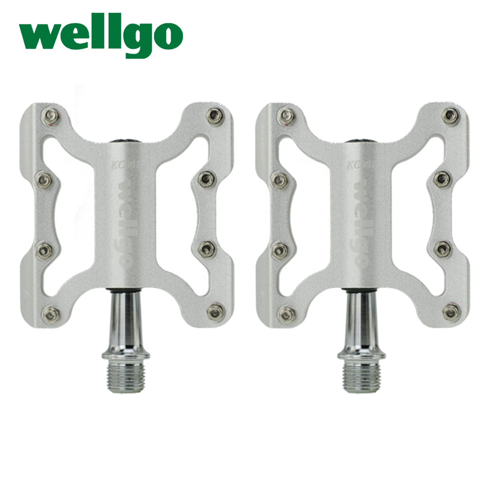 Wellgo KC001 Aluminum Alloy Ultralight MTB BMX Road Bike Pedal Cycling Cr-Mo Spindle Sealed Bearings Bicycle Parts: KC001 Silver