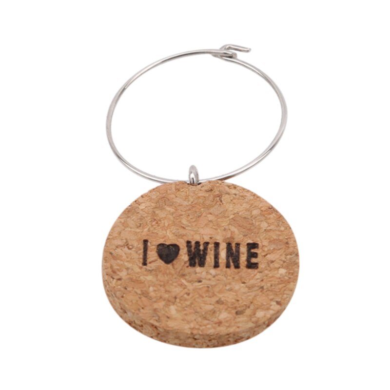 6Pcs Wine Glass Markers Cork Glass Charms DIY Goblet Wine Glass Rings With Wire Hoop Drink Marker For Party Holidays