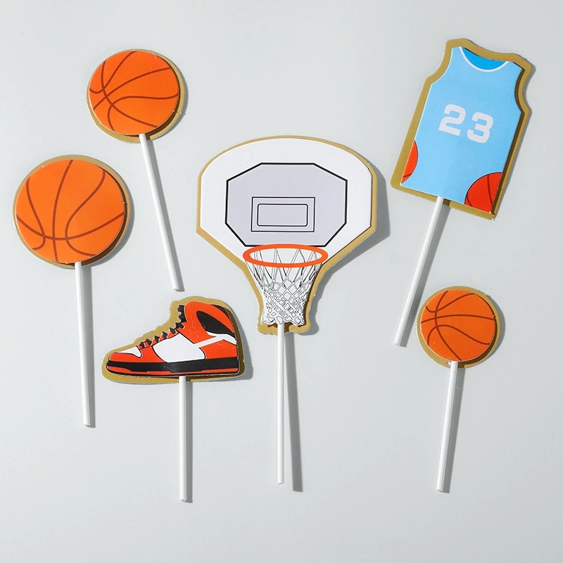 Basketball Cake Toppers Happy Birthday Balls Cake Decorations Basketball Theme Cake Decoration for Boy Sport Party Supplies: Light Grey