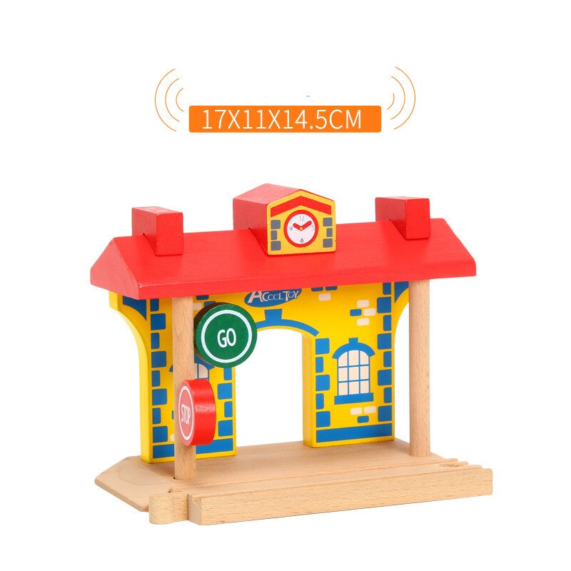 EDWONE-Neue Holz Eisenbahn Kleine Gas Station Zug Slot Zubehör Original Spielzeug Kinder Weihnachten Fit THOMA S BIRO Spielzeug: Red Station