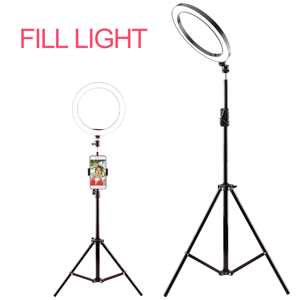 Led selfie licht studio fotografie fotolampen invullicht + studio ondersteuning vloerbeugel telefoonhouder fotografie statief