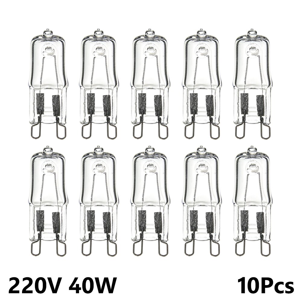 10 stk  g9 halogenpære lampe til vegglamper klart glass hver innendørsbelysning 20w/25w/40w/60w 220v 2900k varmt hvitt halogenlys: 40w