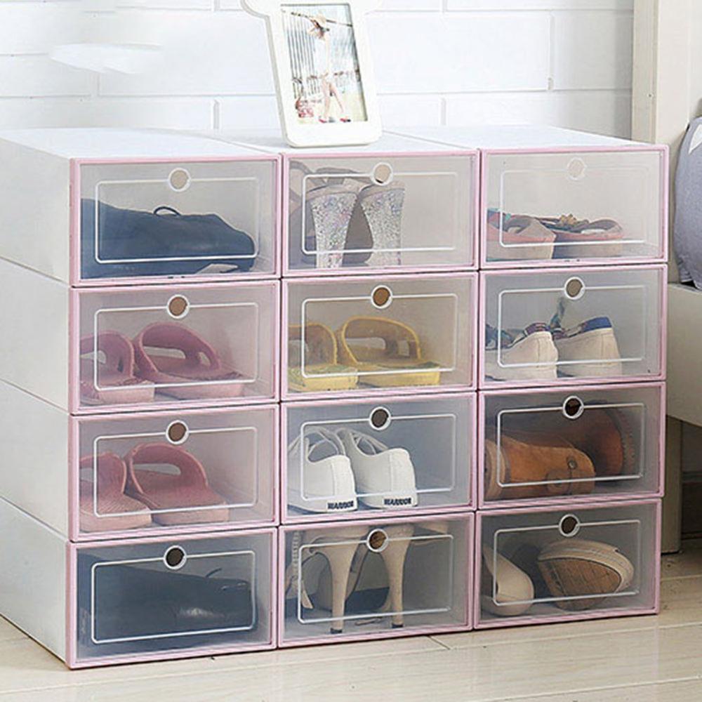 Flip Shoes Box Thickened Transparent Drawer Case Plastic Shoe Boxes Stackable Box Shoe Organizer Shoebox storage Shoe rack