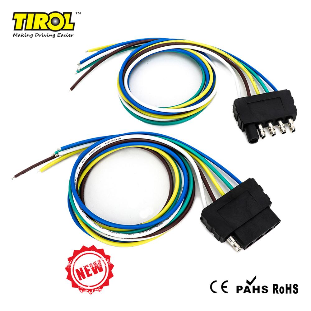 Conjunto de cables de remolque plano de 5 pines de Tirol cables ligeros de remolque 5 * 18AWG 24 "enchufes y enchufes de arnés de extensión para carpas marinas t2556a