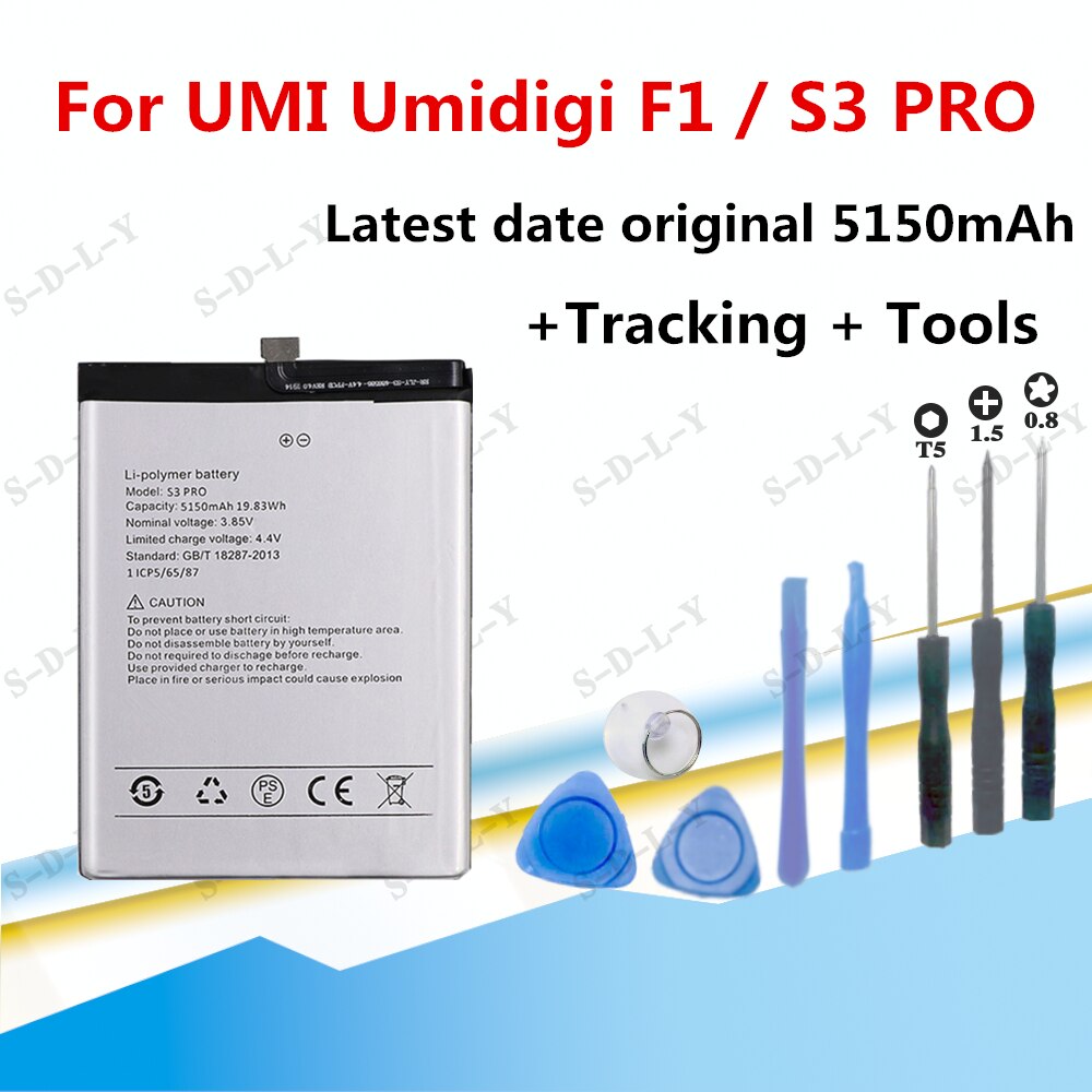 5150mah S3 Pro Battery for Umi Umidigi S3 Pro F1/ F1 Play Replace Cell Phone Batteries +Tracking + Tools
