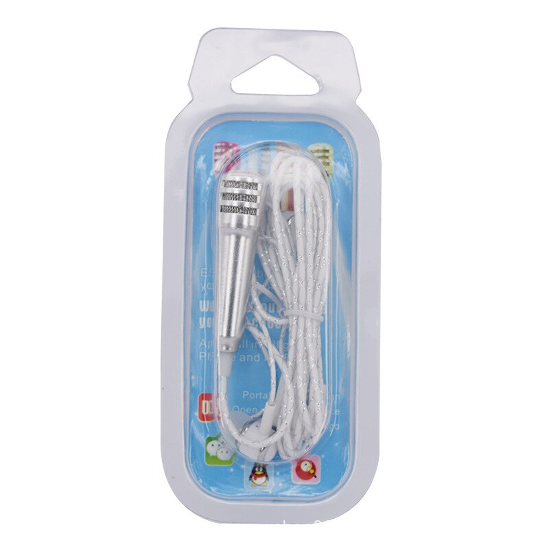 3.5MM Live phone universal wired microphone small microphone mini wheat headset in-ear For Tik Tok kids accessories For girls: silver