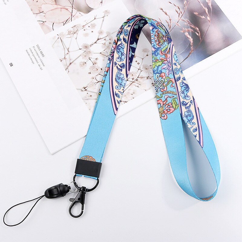 Shellnail-cordón de estilo étnico para teléfono móvil, correas universales para colgar en el cuello, cuerda larga, adorno, cuerdas: Blue