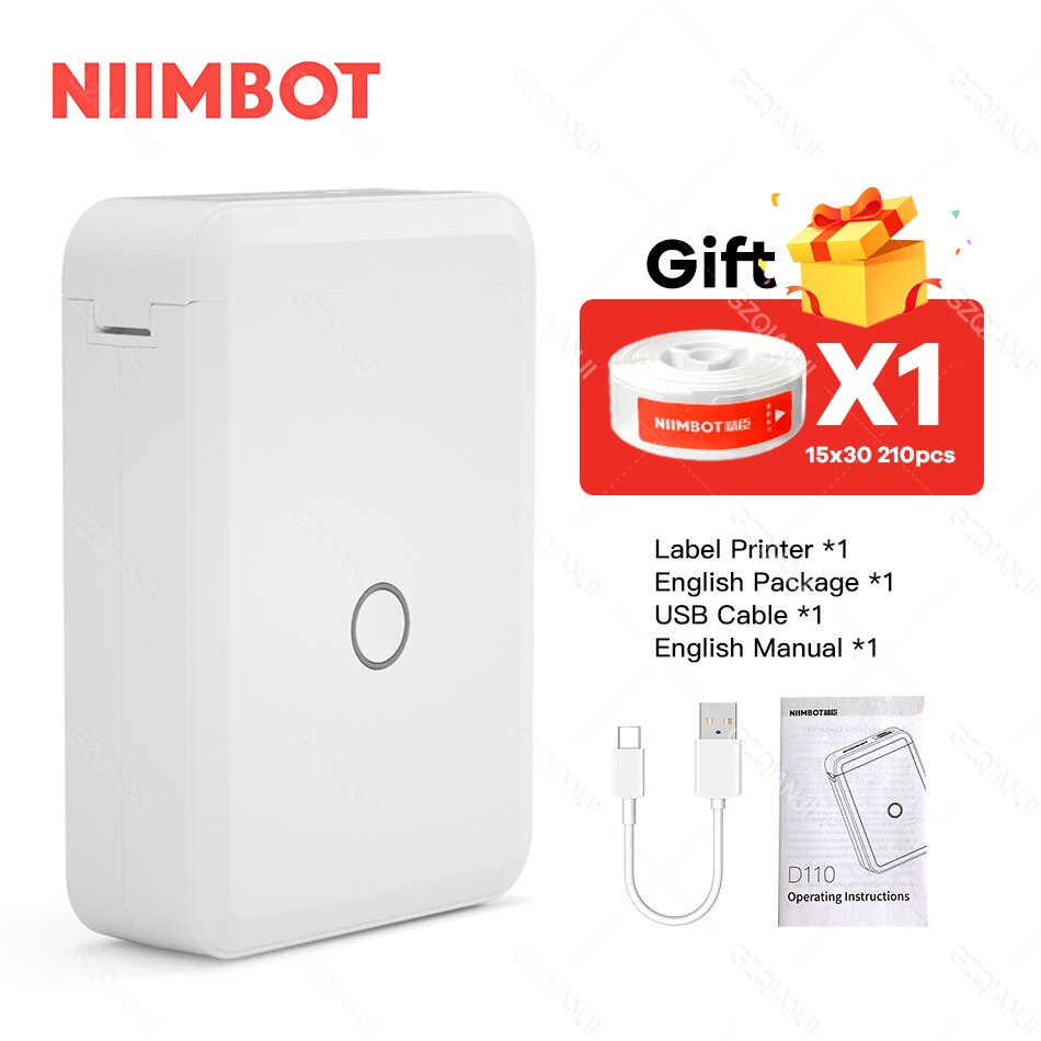 Niimbot D110 Portable Thermal Label printer Transparent Paper Pocket Mini Wireless Barcode Printer Bluetooth Machine D11 Maker: D110