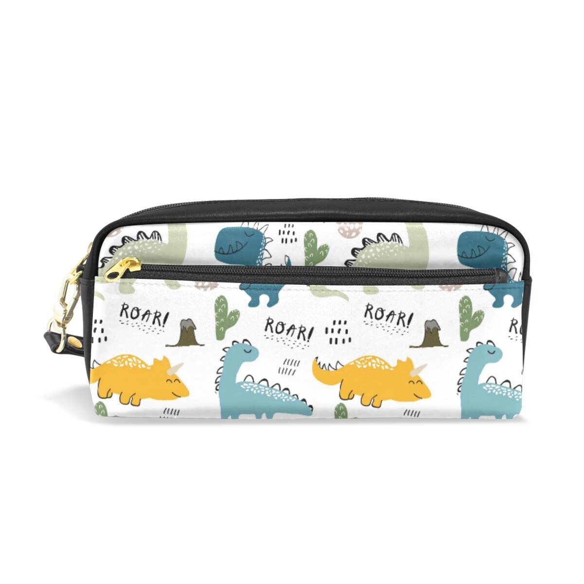 Dinosaur print PU leather Pencil Case School Pencil Case for Boy Girl Simple Large-capacity Pencil Cases Stationery Cosmetic Bag: 10