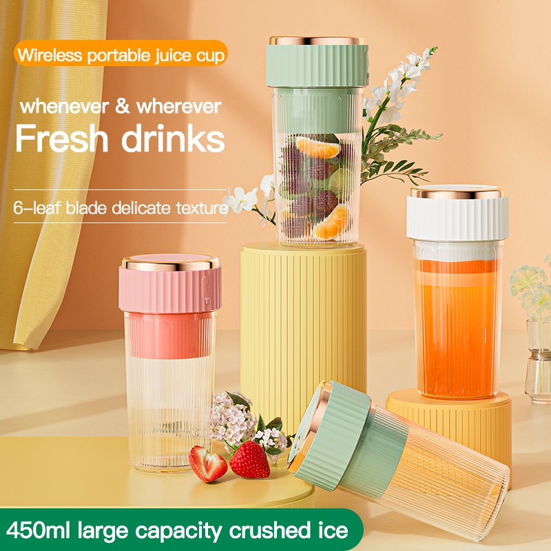 450ml juiceblender 6 blader bærbar fruktjuicer blender oppladbar juicer mini hastighet blender