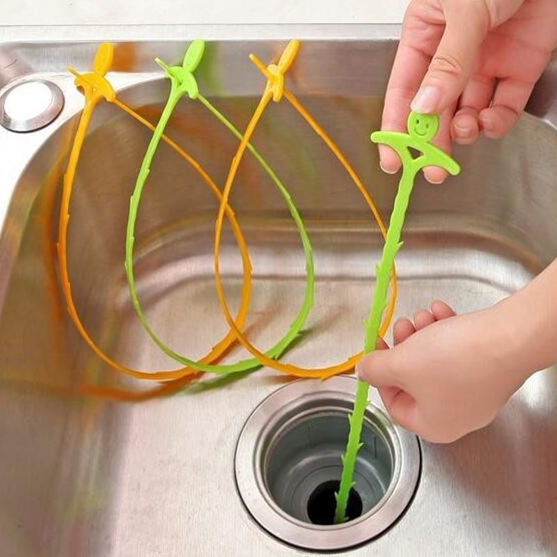 Sink Cleaning Tool Smiling Face Bathroom Hair Floor Sewer Sink Cleaning Hooks Device Removal Clog Tools
