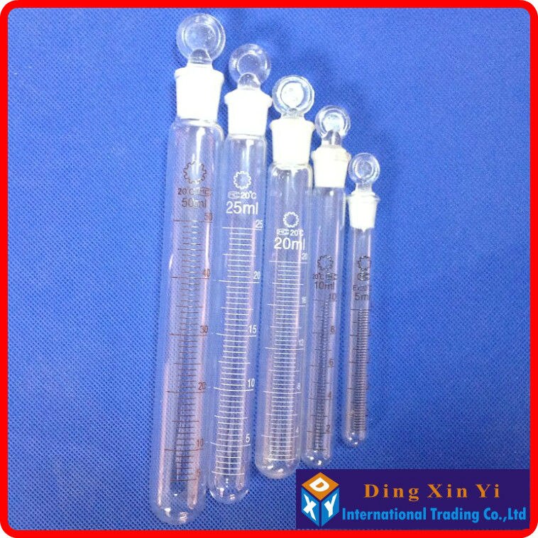 Tube à essai de 25ml, 10 pièces/lot, instruments de laboratoire, avec bouchon de graduation et de masse