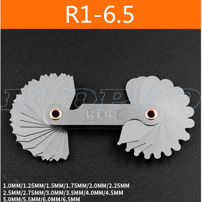 Radius template R gauge R1-6.5 7-14.5 15-25 26-80 radius gage plate fillet gaug External Internal Concave Convex Measuring tools