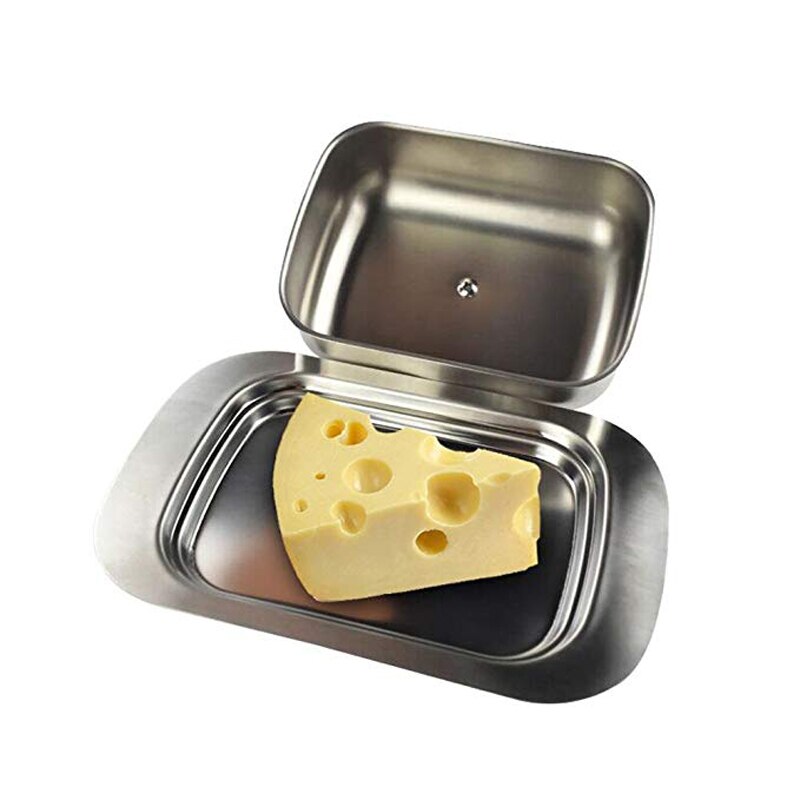 Upors smörlåda med lätthållbart lock matbehållare i rostfritt stål smörfat tårta dessert bröd serveringsbricka buffé