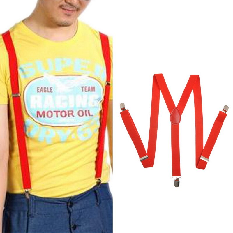 Suspensório elástico de tiras ajustável adulto, unissex, mulheres, homens, formato em y, de 3 grampos, calças: 8