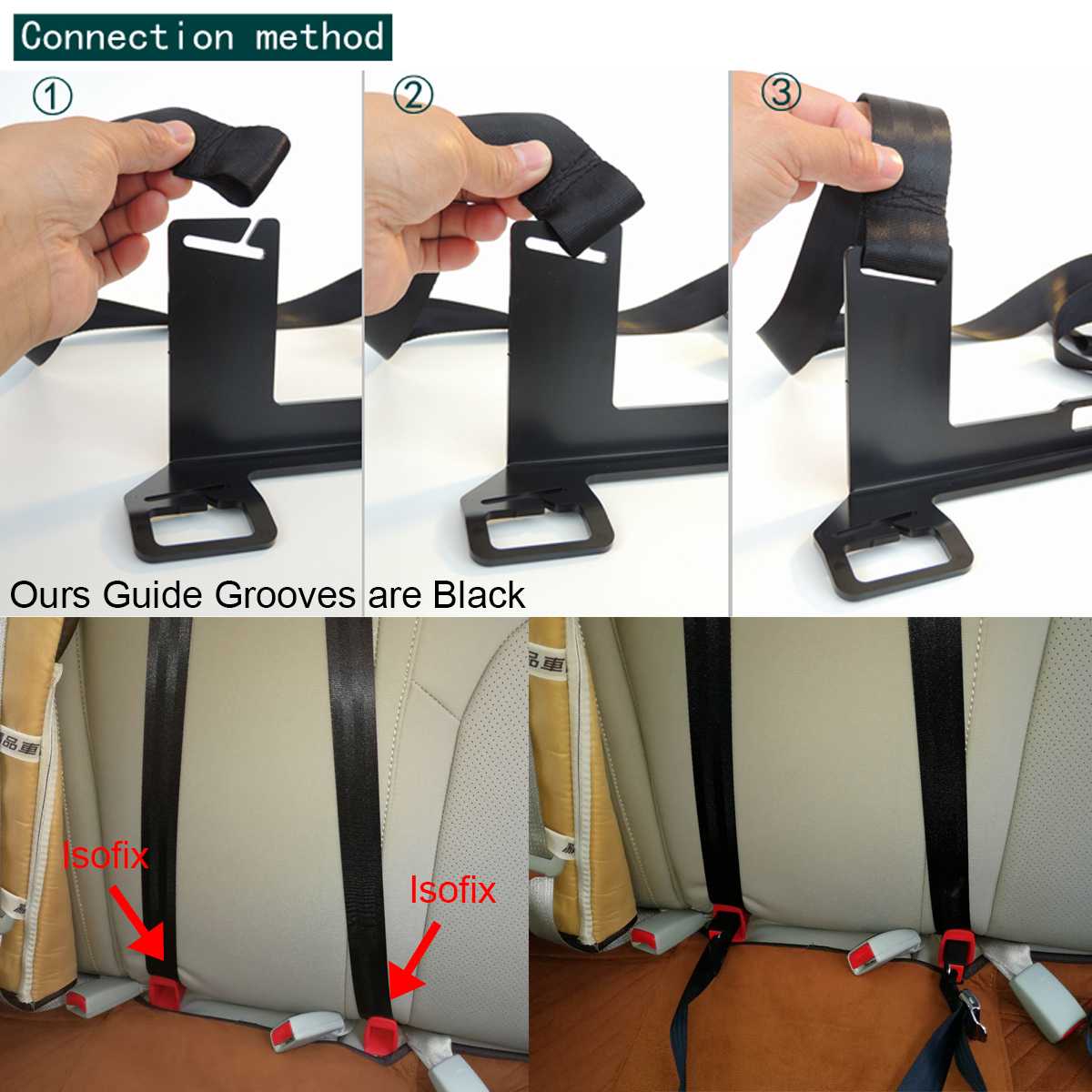 Auton sisustus isofix latc h turvavyön kiinnike, jossa on kiinteä nauhaliitin lasten turvaistuimelle sakeuttaa teräs auton istuimen kiinnike