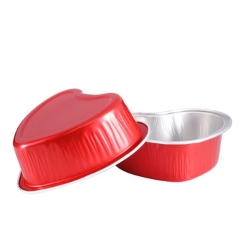 100ml 100Stck Valentinstag Aluminium Folie Kuchen Pfanne Herz Geformt Cupcake Tasse mit Deckel