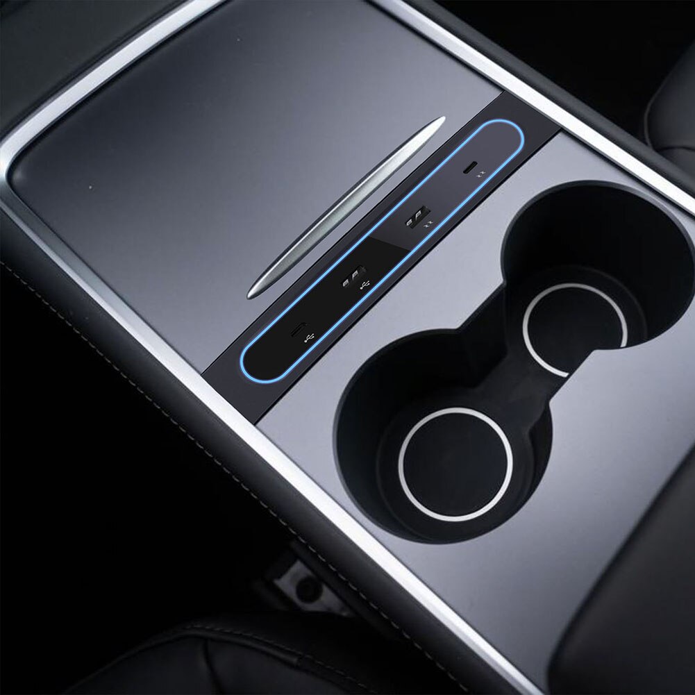 Intelligente Usb Shunt Docking Station Voor Tesla Model 3 Y 27W Quick Charger Auto Elektronica Interieur Onderdelen Auto accessoires