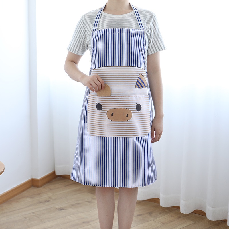 FILBAKE Cute Pig Kitchen Apron Waterproof Cartoon Printed Home Clean Tool For Cooking Painting Kitchen Accessories