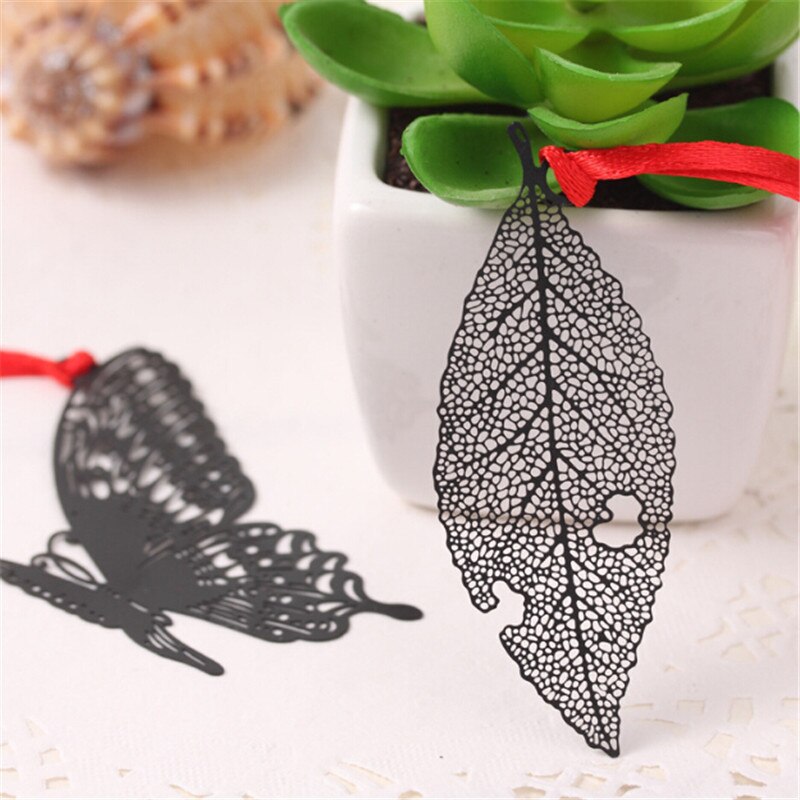 Bricolage mignon Kawaii noir papillon plume métal signet pour livre papier articles créatifs belle coréen papeterie paquet