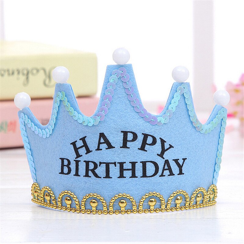 Baby børn voksen krone lys-up led blinkende blinkende pandebånd fest favoriserer fødselsdag prinsesse konge hår tilbehør: Himmelblå fødselsdag
