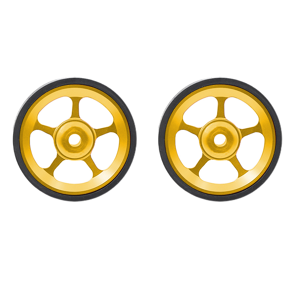 2 uds fácil ruedas Durable aleación de aluminio Mini ensanchamiento Super ligero reemplazo trasero plegable bicicleta al aire libre estable para Brompton: Amarillo