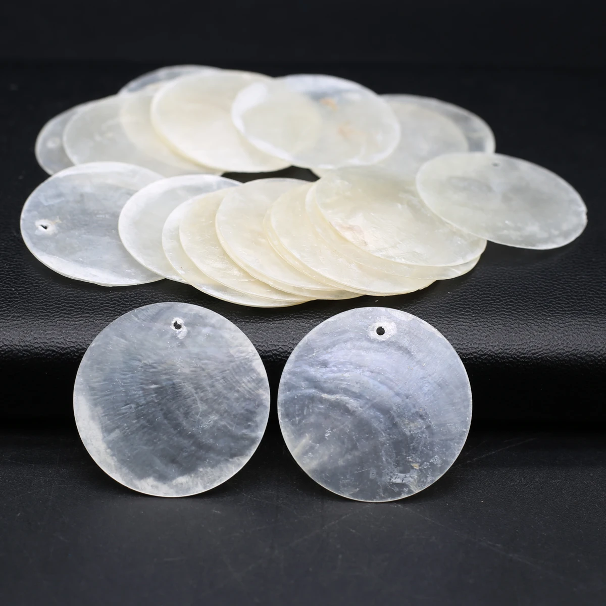 Cuentas redondas de concha transparente para manualidades, abalorios sueltos de nácar Natural para fabricación de joyas, collar, , 50 piezas