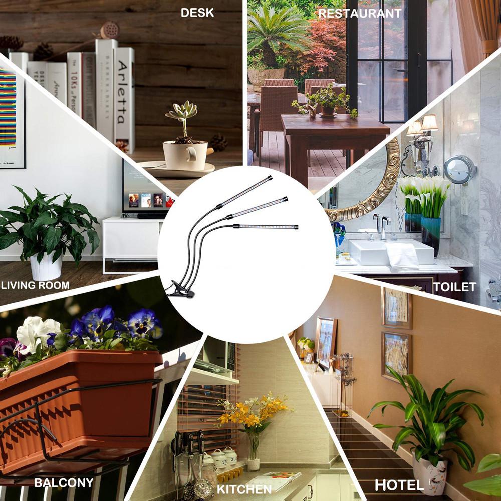 GloryStar LED 5V 27W USB Grow Light Bulb with Red Blue Spectrum Adjustable 3-Head Timer Plant Grow Lamp for Indoor Plants