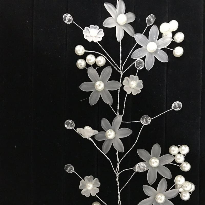 Belo arylic flor headwear Faixa de Cabelo Acessórios Do Cabelo Do Casamento pérolas de Imitação Elegante Handmade Longo de Noiva Headband do