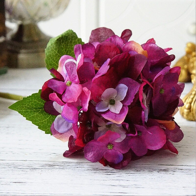 1 bundle Silk Hydrangea bridal bouquet artificial plants vases for home decor scrapbooking wedding needlework Year: 1