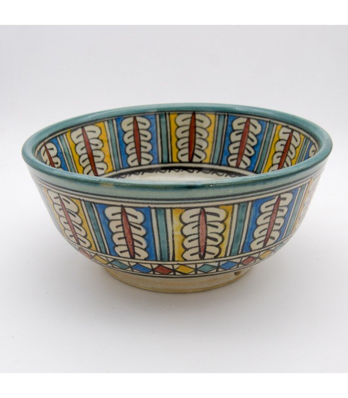 Marokkanische Schüssel oder Schüssel - Salatschüssel - fez Keramik - Handbemalt - Blau und Weiß - 25 x 11 cm