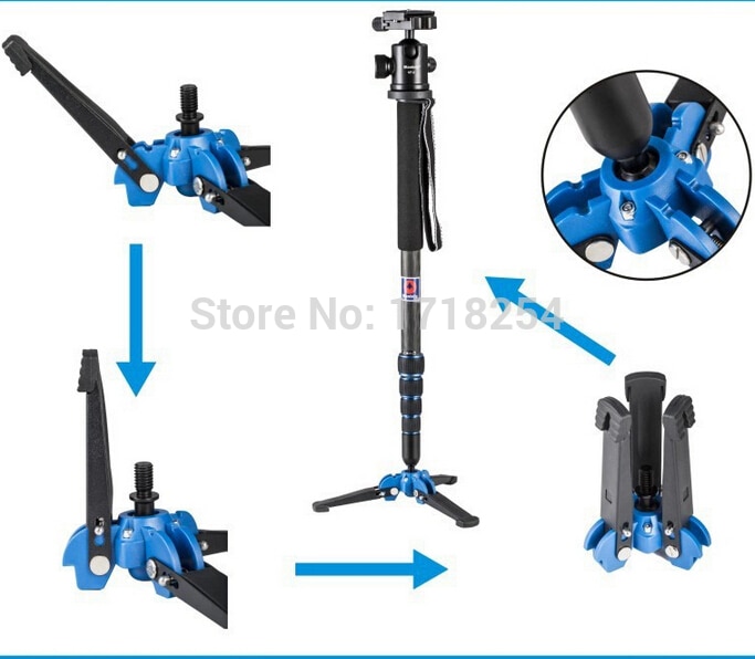 Manbily tripé base A-222 + M-1 mm para câmera, unipé monopé com 3 pernas para canon nikon dslr phone