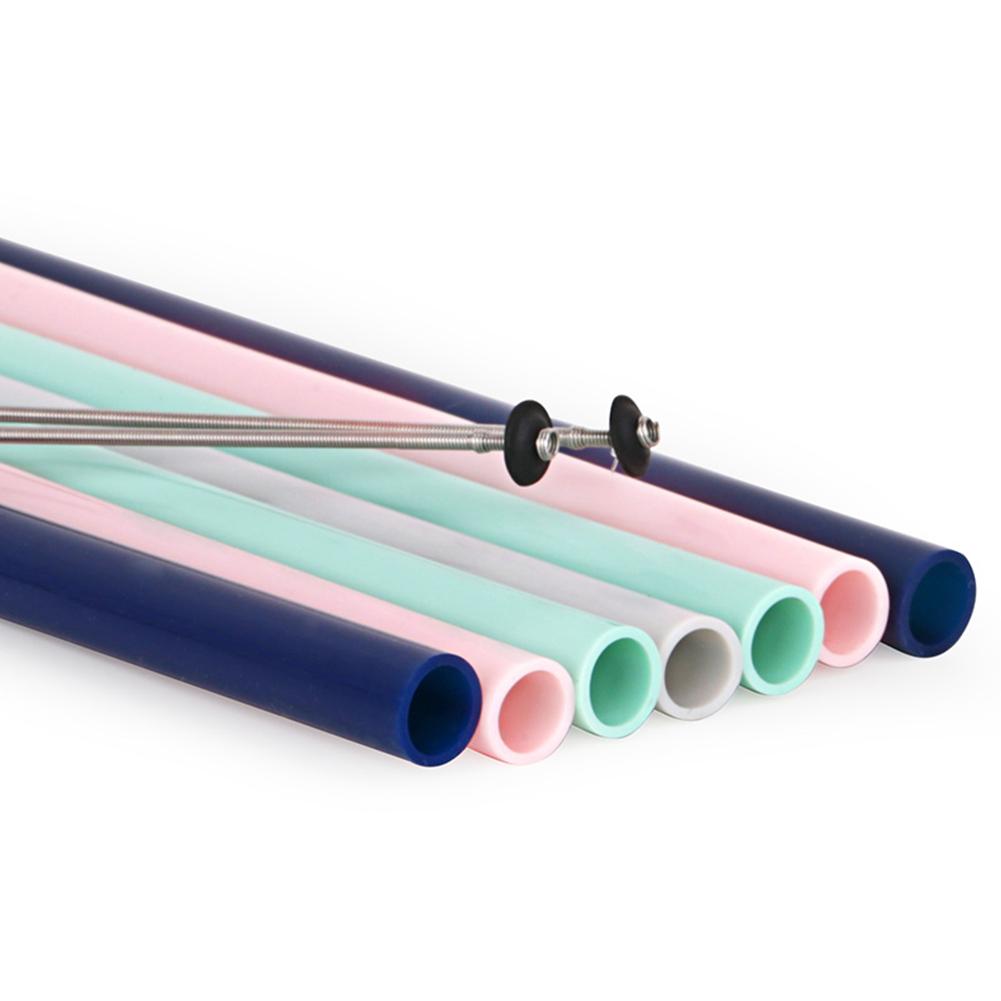 Pajita plegable de silicona reutilizable, Pajita para beber con cepillo de limpieza de Estuche de transporte, para viajes, y la Oficina para el hogar, bebidas de acero inoxidable