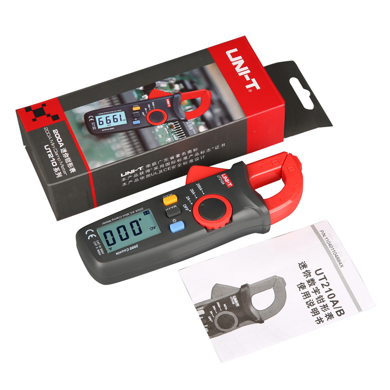 UNI-T UT210B Mini Digital Clamp Meter True RMS 200A AC Ammeter NCV Test Multimeter Digitais LCD Backlight MAX MIN