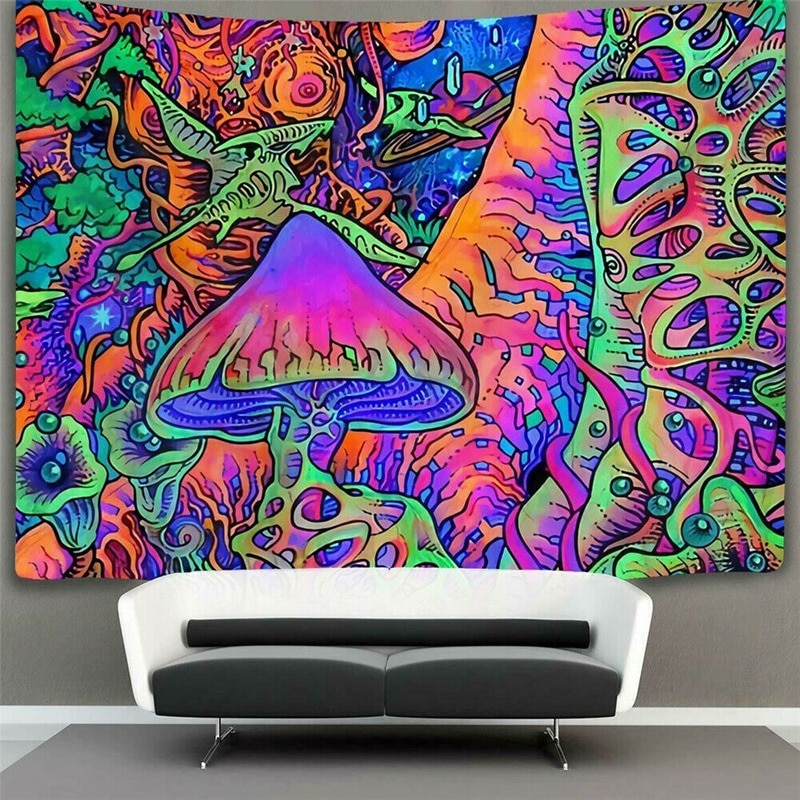 Hippie Tapestry Trippy Mushroom Tapestry Wall Hanging Art Psychedelic Tapestries
