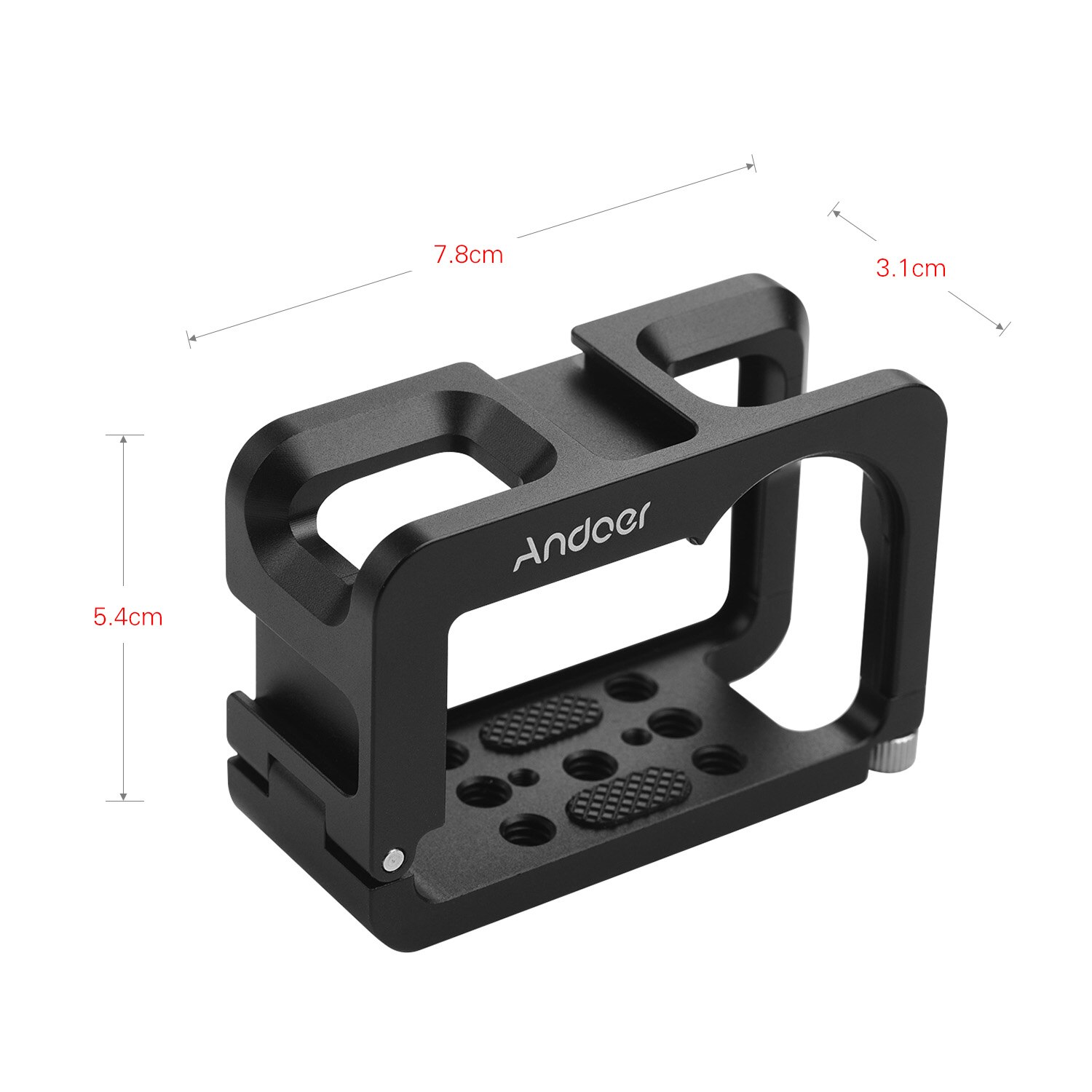 Andoer Metal Camera Cage Compatible for OSMO ACTION Vlogging Shooting Case with Cold Shoe Mount 1/4 Screw Interfaces