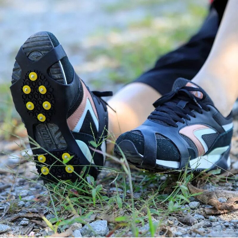 Crampones antideslizantes para zapatos, cubrezapatos de nieve, hielo, invierno, tallas S, M, L, XL, 4 tamaños, 10 tachuelas