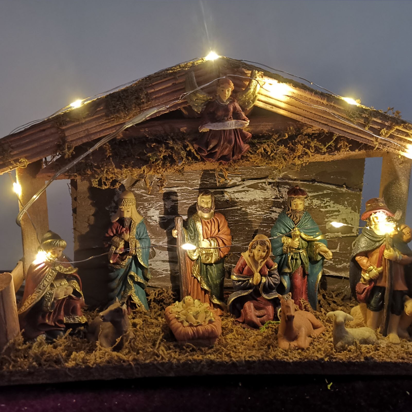 Nativity Scene Set Christmas Crib Figurines Baby Jesus Manger Miniatures Ornament Church Catholic Home Decor