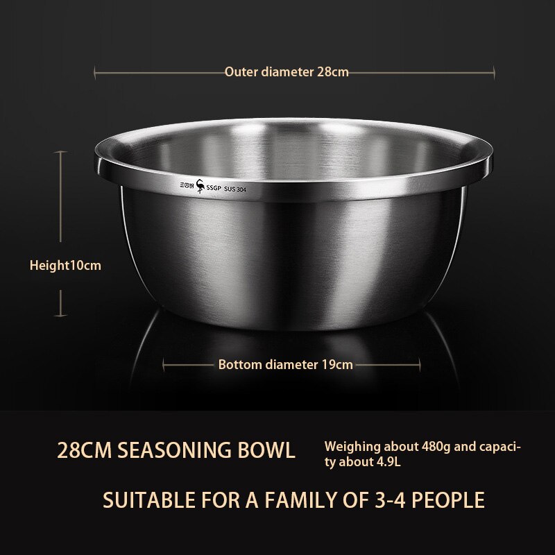Stainless Steel Mixing Bowl Set Fruit Salad Bowls Set Good Mixing Bowls For Salad Cooking Baking Kitchen Utensils: 28cm