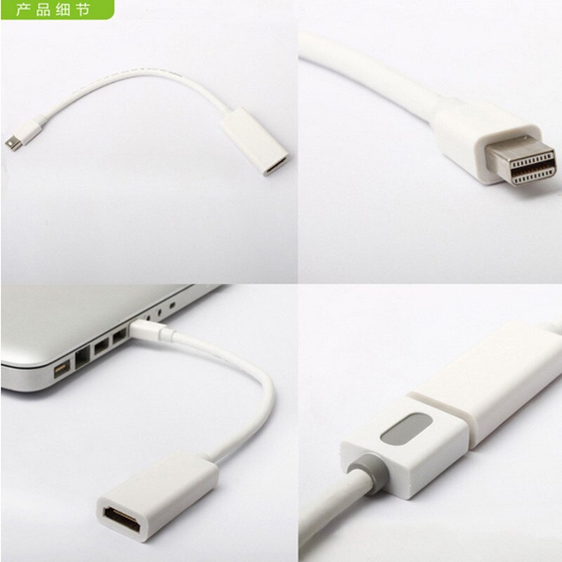 Kebidu thunderbolt mini displayport displayport dp till hdmi-kompatibel adapterkabel för apple mac macbook pro air