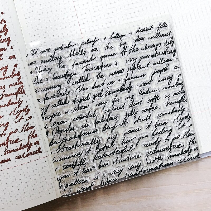 Kursiv engelsk avsnitt tydelig stempel gjør-det-selv-håndskriving journal dagbok bakgrunn dekorativ scrapbooking hobby håndverk leverandør