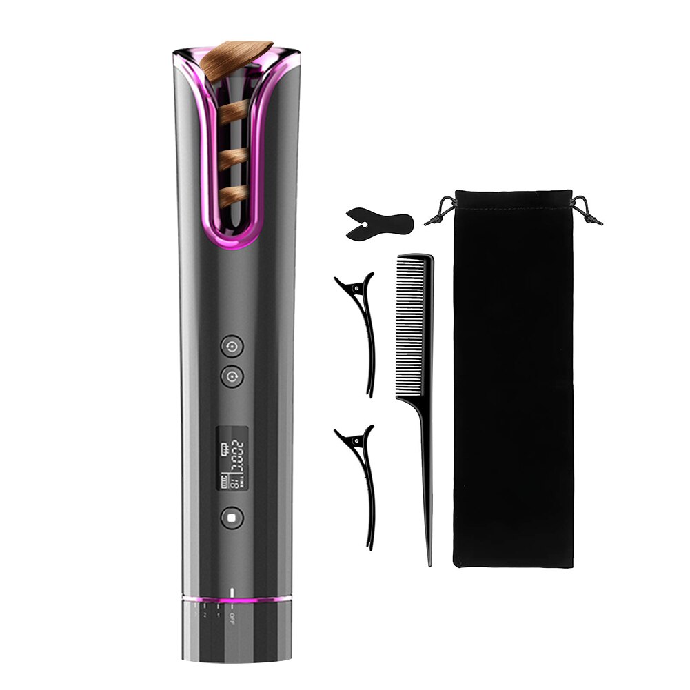 Smart Automatische Hair Curler Draadloze Krultang Keramische Krullend Wave Styling Tool Draadloze Haar Waver Wand Met Clip + Kam: A
