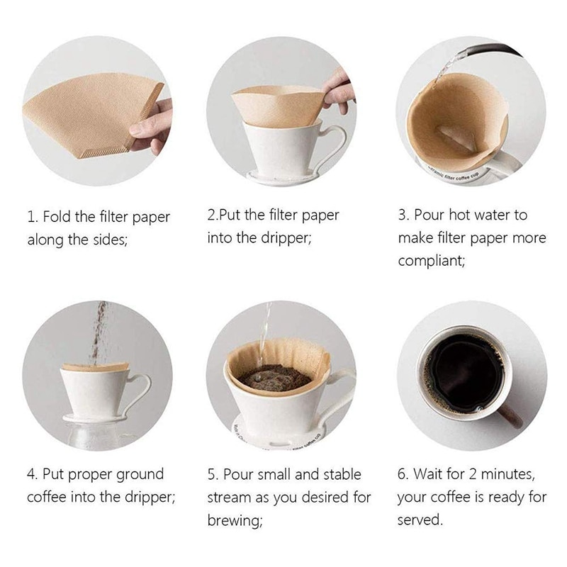 Natuurlijke Papier Koffie Filters Kegel Update Natuurlijke Bruin Ongebleekt Papier Wegwerp Filter Persoonlijke Composteerbaar Koffie Filter Voor