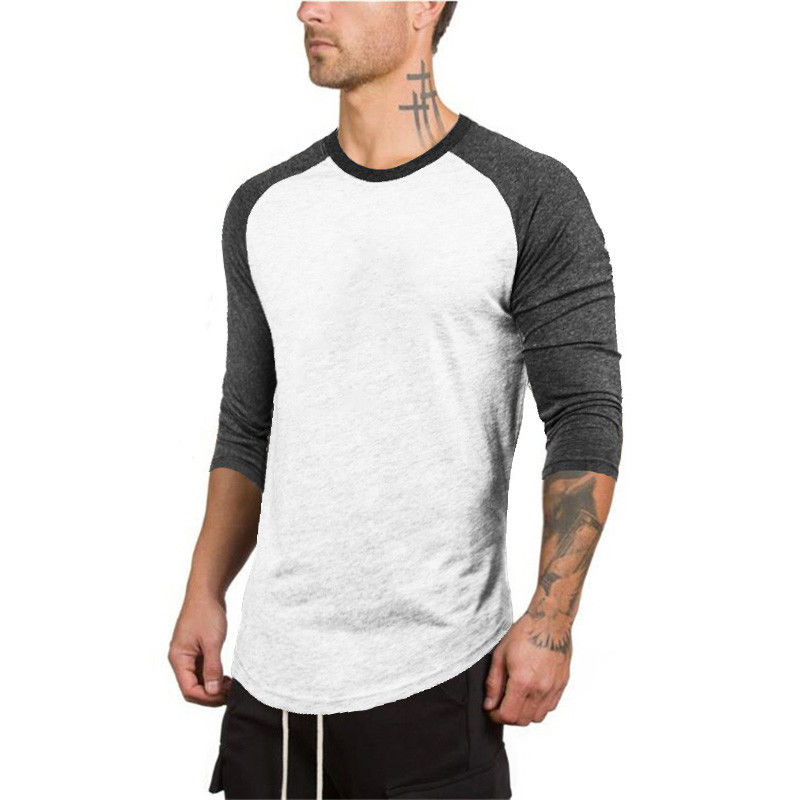 Männer der 3/4 Hülse Laufen Männer Schnell Trockenen T-Hemden Laufende schlank passen Spitzen Abschläge Sport männer Fitness Fitnessstudio T Hemden Muskel T
