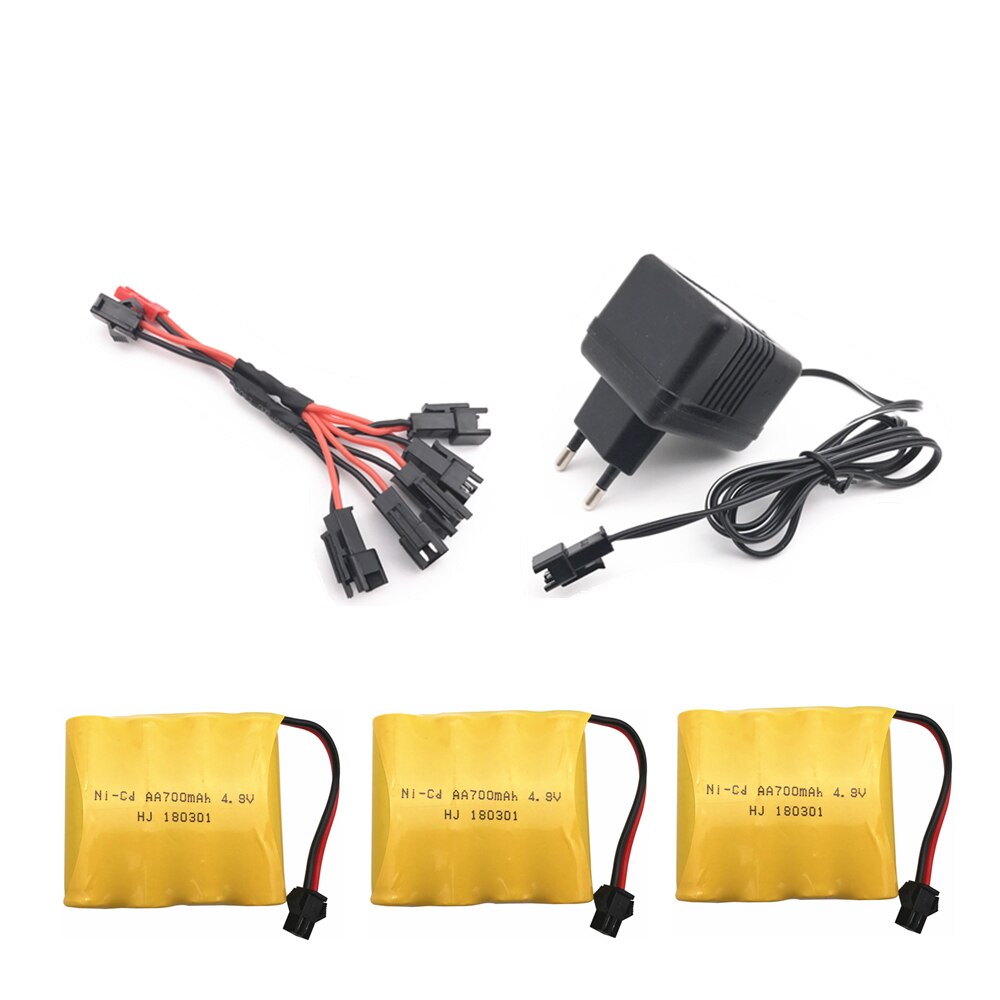 4.8V 700mAh Ni-Cd Battery With 5 in 1 Charger For Remote Control Toys Lighting Electric Tool AA Group RC TOYS Battery Group: 3pcs EU Plug