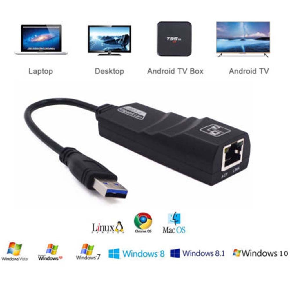 Adattatore di rete LAN Ethernet Gigabit RJ45 da USB 3.0 a 100/1000 Mbps per PC