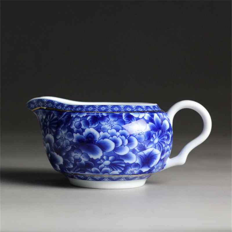 Kinesisk tekande tekande tekande jingdezhen blå og hvid porcelæns tekop keramisk skummer mælkekop kaffe lattekande
