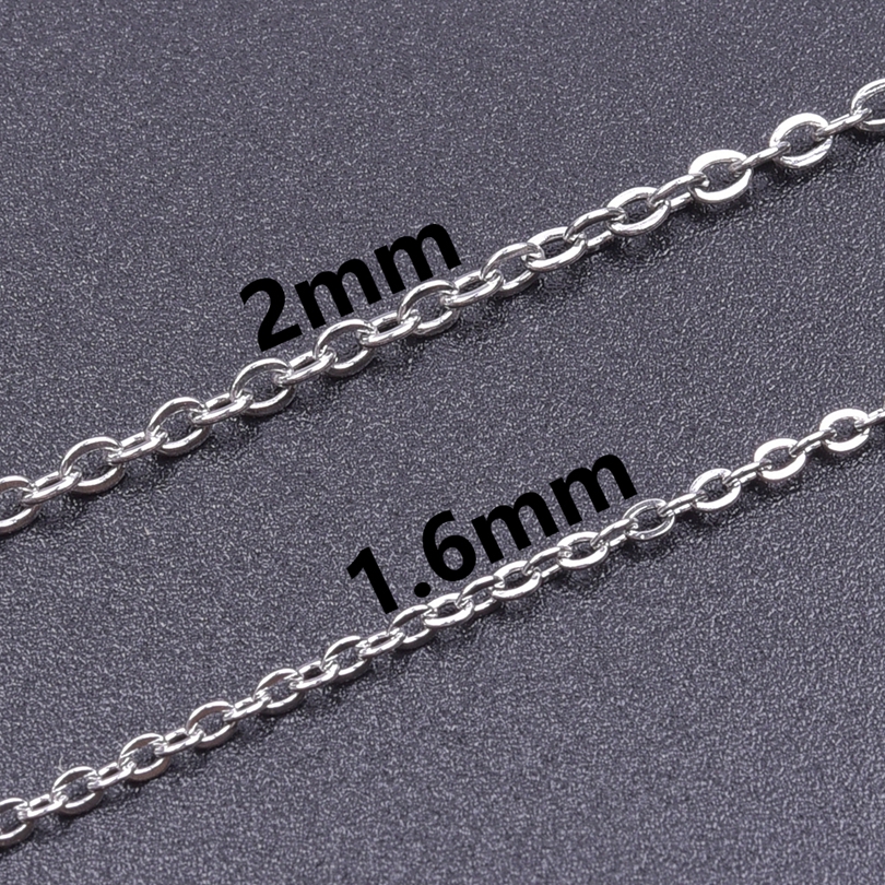 Collares de cadena O de acero inoxidable de Metal para mujeres y hombres, accesorios DIY, Gargantilla, Collar de 40 + 5cm, Collar de cadenas extendidas, de joyería