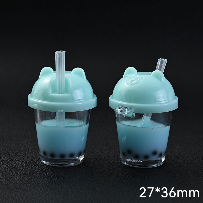 10Pcs Cute Colorful Milk Tea Milkshake Bottle Straw Acrylic Charms Drinks Beverage Pendant for Jewelry Making Necklace: VIOLET